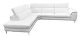 Viola Italian Contemporary White Leather Left Facing Sectional Sofa