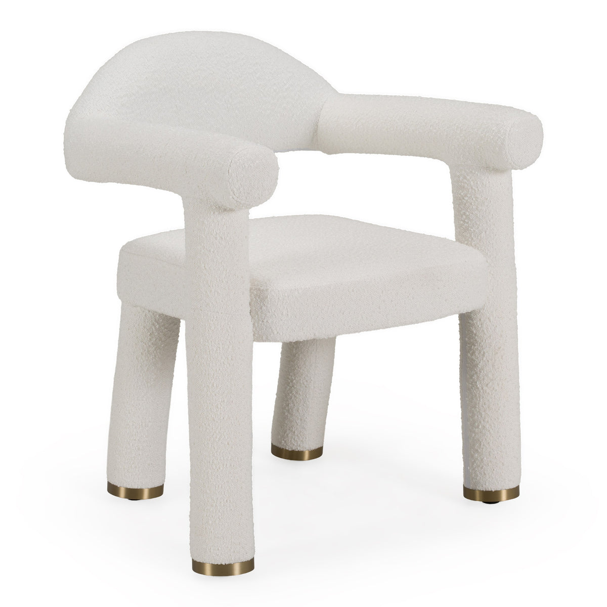 Walbrook Modern Off-White Fabric + Gold Dining Chair