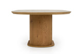 Walbrook Modern Faux Travertine Ceramic + White Oak Oval Dining Table