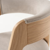 Washington Modern Cream Velvet + Natural Oak Dining Chair (Set of 2)