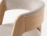 Washington Modern Cream Velvet + Natural Oak Dining Chair (Set of 2)