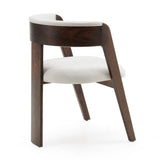Washington Modern Off-White Fabric + Brown Oak Dining Chair (Set of 2)