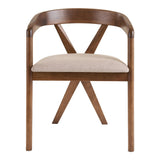 Weiss Mid-Century Modern Light Brown Fabric + Walnut Dining Chair