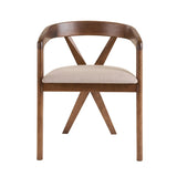 Weiss Mid-Century Modern Light Brown Fabric + Walnut Dining Chair