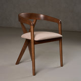 Weiss Mid-Century Modern Light Brown Fabric + Walnut Dining Chair
