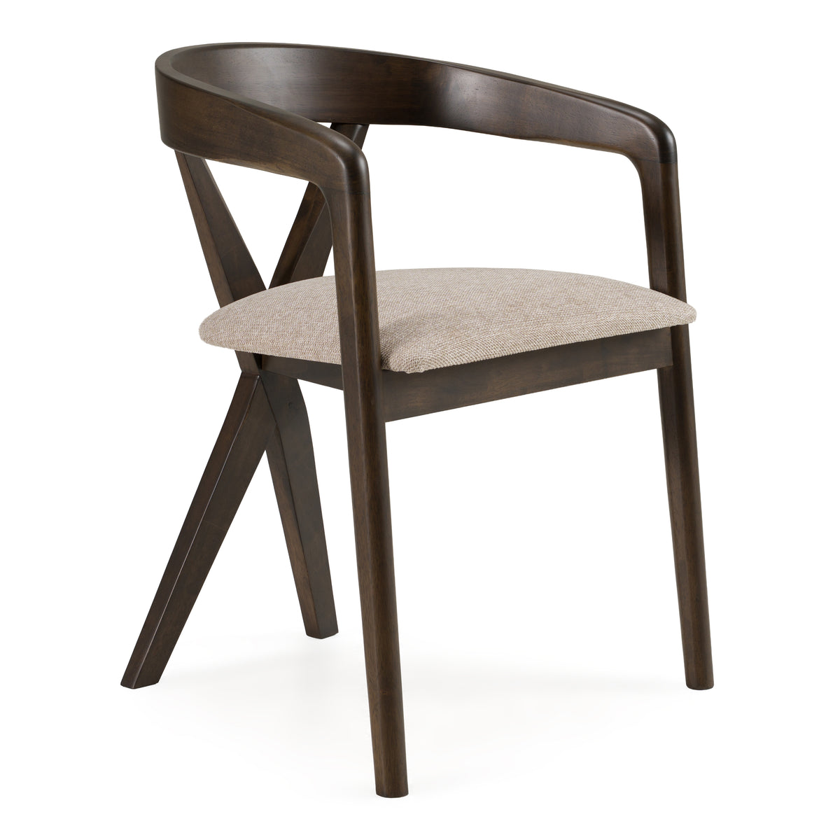 Weiss Mid-Century Modern Light Grey Fabric + Wenge Dining Chair