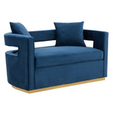 Wells Modern Blue Velvet Loveseat
