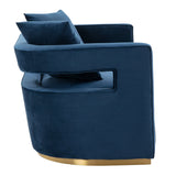 Wells Modern Blue Velvet Loveseat