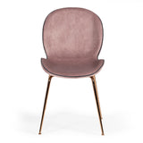 Wendy Modern Pink Velvet & Rosegold Dining Chair (Set of 2)