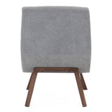 Whitney Modern Grey & Walnut Accent Chair & Ottoman