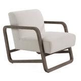 Wilber Modern Off-White Fabric + Grey Wood Accent Chair