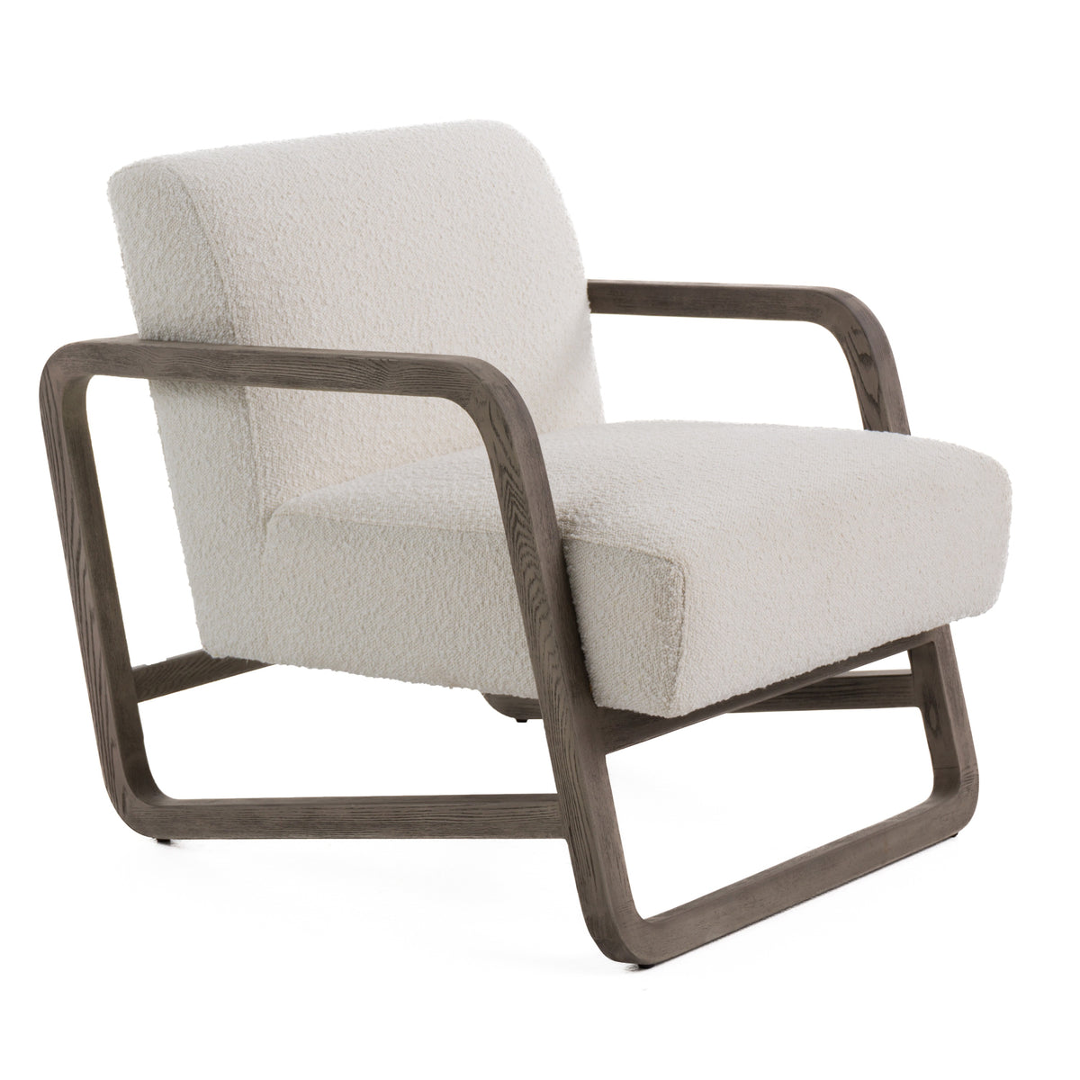 Wilber Modern Off-White Fabric + Grey Wood Accent Chair