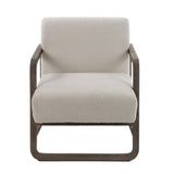 Wilber Modern Off-White Fabric + Grey Wood Accent Chair