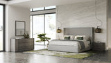 Eastern King Byrne + Asus Modern Grey Fabric + Elm Grey 4-Piece Bedroom Set