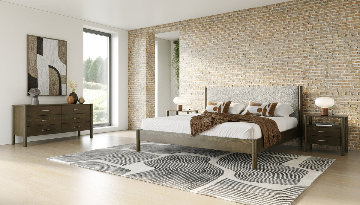 Carolina Modern Grey Fabric + Wenge Bedroom Set