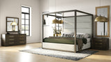 Manhattan Contemporary Canopy Brown Oak Bedroom Set