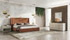 Queen Roma + Lago Modern Burnt Orange Microfiber + Faux Travertine 4-Piece Bedroom Set