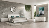 Eastern King Ovidius + Victoria Modern White Crocodile Lacquer Bedroom Set