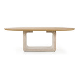 Wolff Modern White Oak + Faux Travertine Dining Table