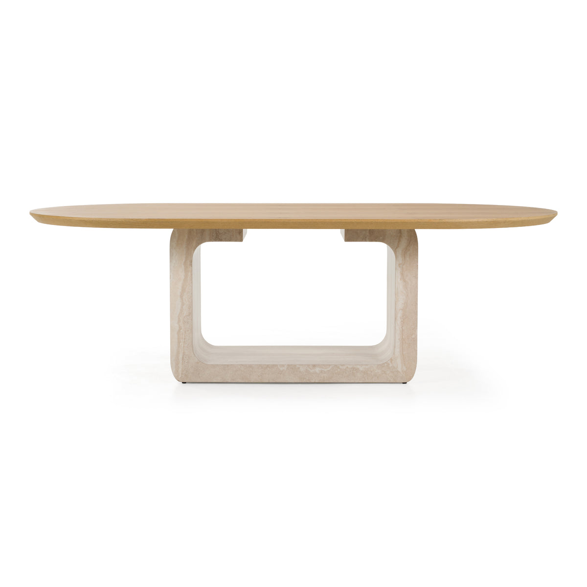 Wolff Modern White Oak + Faux Travertine Dining Table