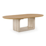Wolff Modern White Oak + Faux Travertine Dining Table