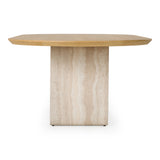 Wolff Modern White Oak + Faux Travertine Dining Table