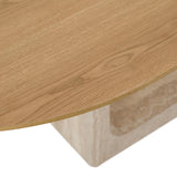 Wolff Modern White Oak + Faux Travertine Dining Table
