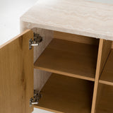 Wolff Modern White Oak + Faux Travertine Buffet