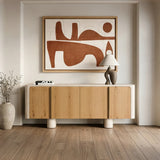 Wolff Modern White Oak + Faux Travertine Buffet