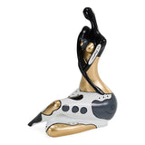 Woman Crossed Legs Black + White + Gold Sculpture