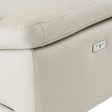 Mini Wonder Italian Modern Grey Leather Sectional Sofa with Right Facing Recliner