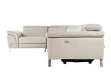 Mini Wonder Italian Modern Grey Leather Sectional Sofa with Right Facing Recliner