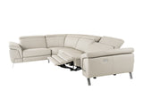 Mini Wonder Italian Modern Grey Leather Sectional Sofa with Right Facing Recliner