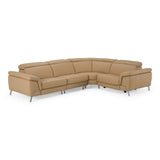 Mini Wonder Italian Modern Deserto Leather Sectional Sofa with Right Facing Recliner