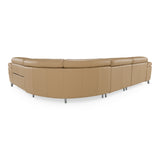 Mini Wonder Italian Modern Deserto Leather Sectional Sofa with Right Facing Recliner