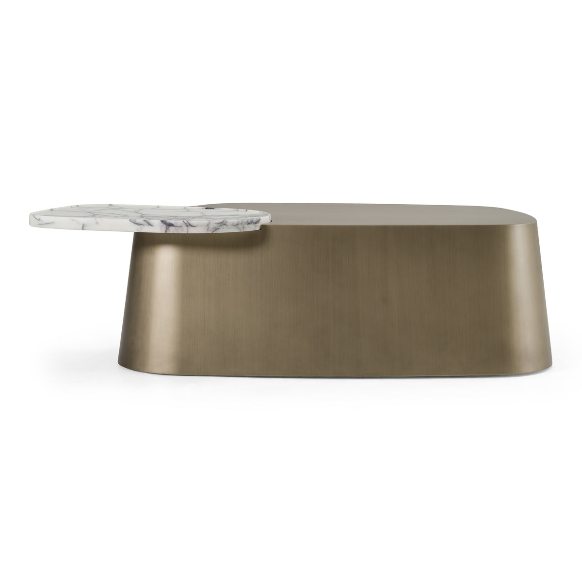 Yano Modern White Marble + Antique Brass Coffee Table