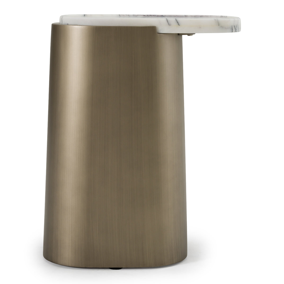 Yano Modern White Marble + Antique Brass End Table