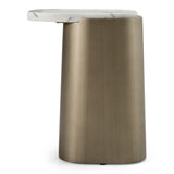 Yano Modern White Marble + Antique Brass End Table