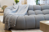 Yolonda Modern Curved Light Grey Fabric Sofa