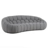 Yolonda Modern Curved Light Grey Fabric Sofa