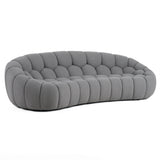 Yolonda Modern Curved Light Grey Fabric Sofa