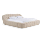 Yolonda + Soria Modern Beige Fabric + Walnut 4-Piece Bedroom Set