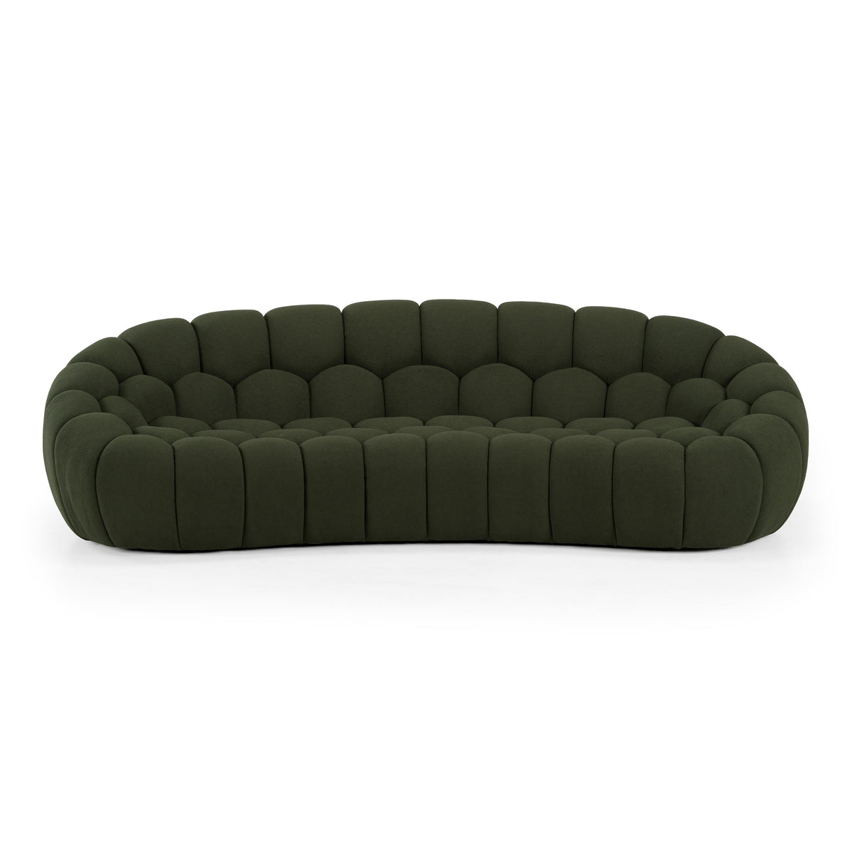 Yolonda Modern Curved Green Fabric Sofa