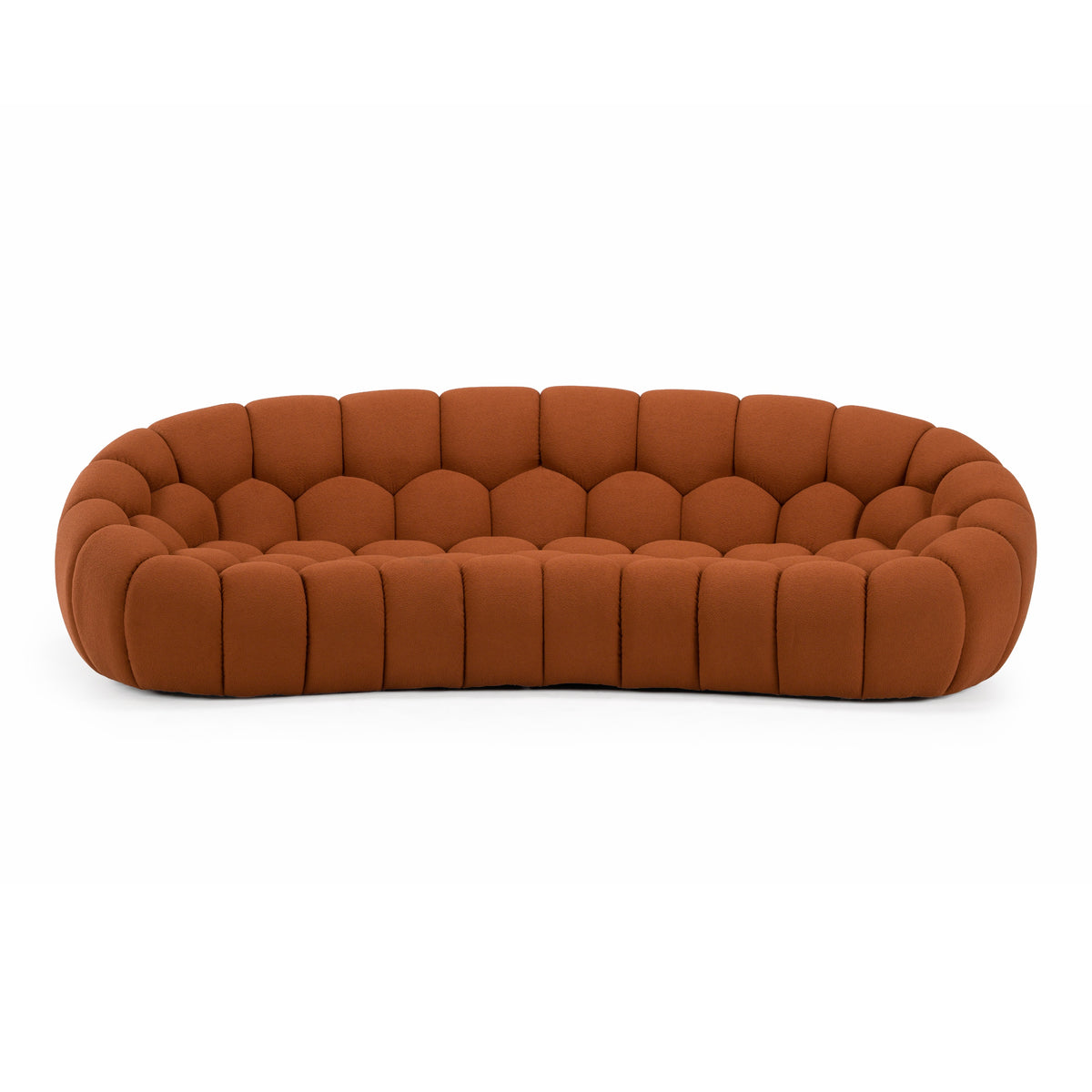 Yolonda Modern Curved Orange Fabric Sofa