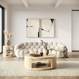 Yolonda Modern Curved Beige Fabric Sofa