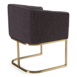 Yukon Modern Grey Fabric & Antique Brass Dining Chair