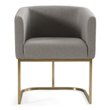 Yukon Modern Medium Grey Fabric & Antique Brass Dining Chair