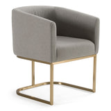 Yukon Modern Medium Grey Fabric & Antique Brass Dining Chair