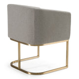 Yukon Modern Medium Grey Fabric & Antique Brass Dining Chair