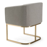 Yukon Modern Medium Grey Fabric & Antique Brass Dining Chair